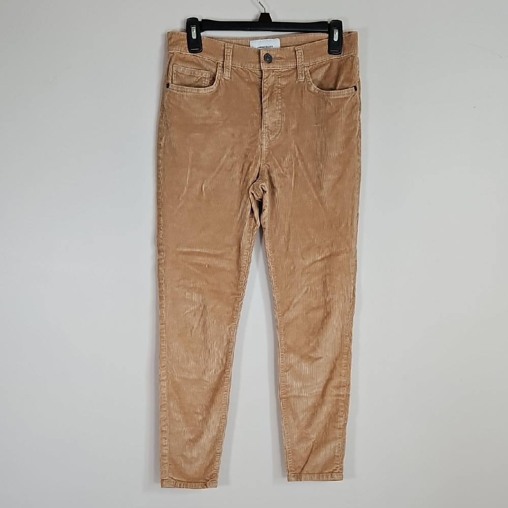 Current Elliott Stiletto High Rise Corduroy Pant Tan Cotton Modal SZ 28